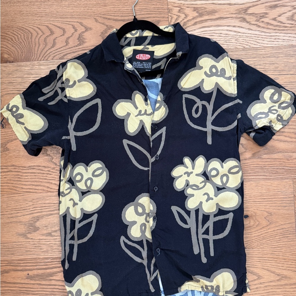 Black Floral Button-Up Shirt